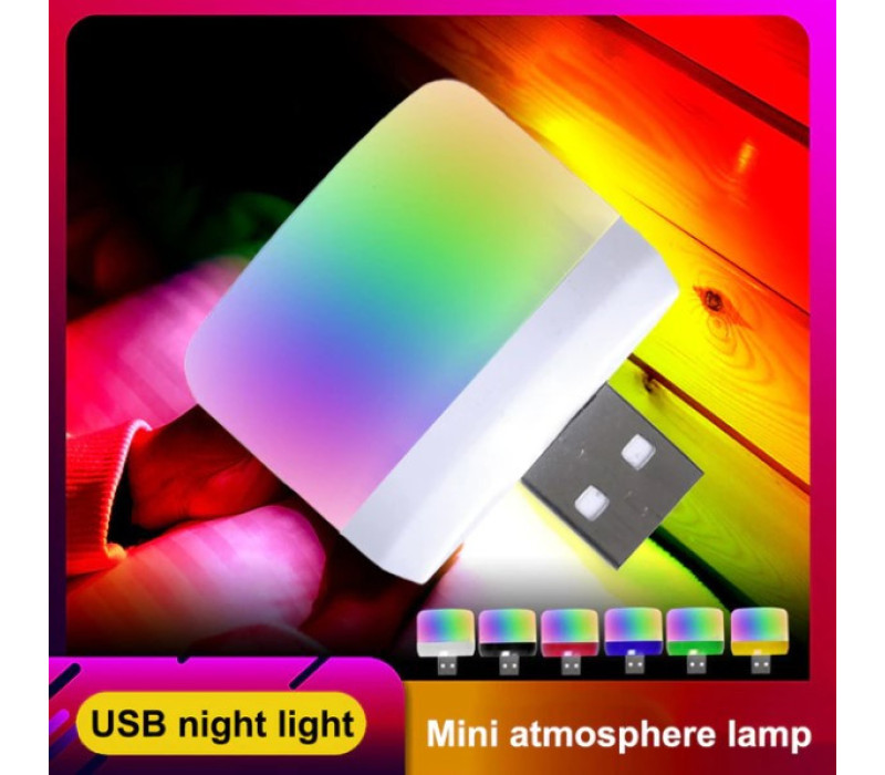 Мощный мини-светодиодный ночник, лампочка USB-штекер, Xiaomi. Семицветик