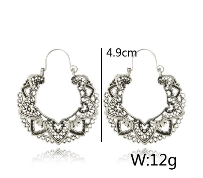 Серьги Мандала под стариное серебро 4.9*4.5 см