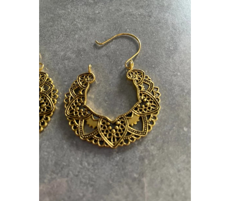 Серьги Мандала под стариное серебро 4.9*4.5 см Золотистый