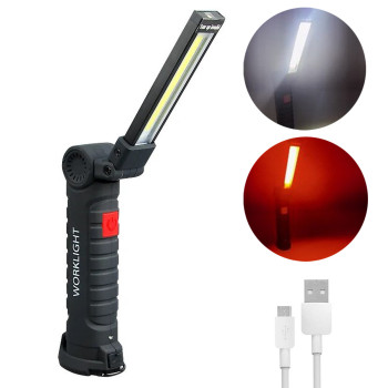 Аккумуляторный светодиодный COB фонарик WORKLIGHT влагозащищенный с магнитом и крючком 30W