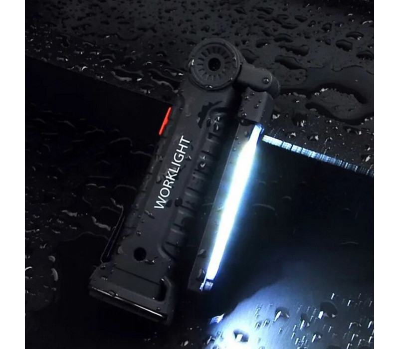 Аккумуляторный светодиодный COB фонарик WORKLIGHT влагозащищенный с магнитом и крючком 30W