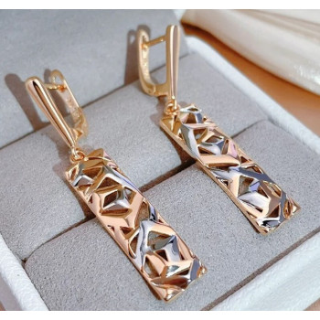Богемные серьги, золотистые 4*1см