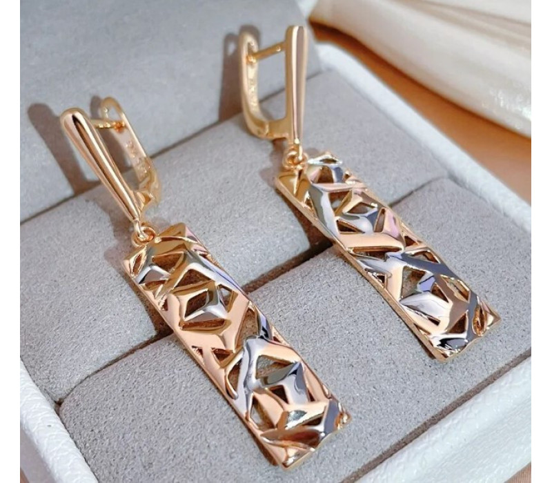 Богемные серьги, золотистые 4*1см