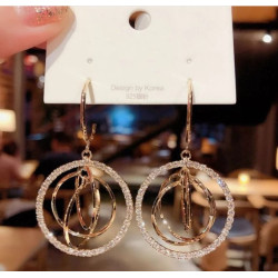 Богемные серьги с камнями, золотистые 6*3см