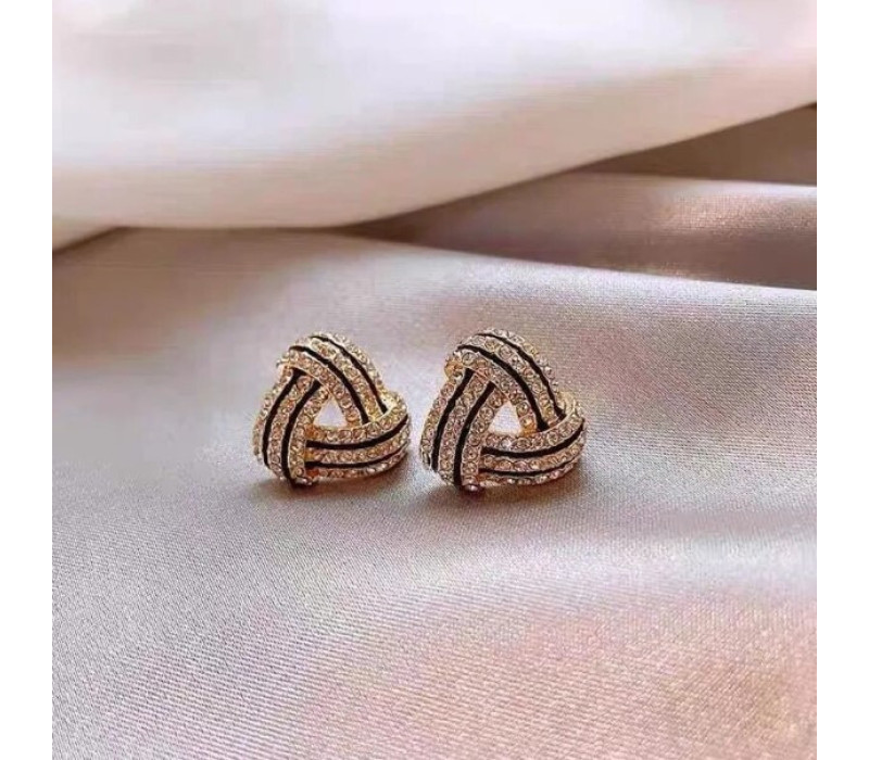 Элегантные серьги-гвоздики с мелкими камнями,2*2см