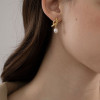 Серёжки женские золотой узел с жемчугом 2.5 х 0.5см