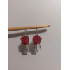 Готические серьги Кисть скелета с красной розой, серебристого цвета, 5*2см