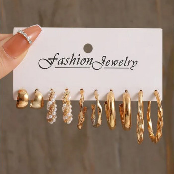 Набор сережек колец Fashion Jewelry  золотого цвета
