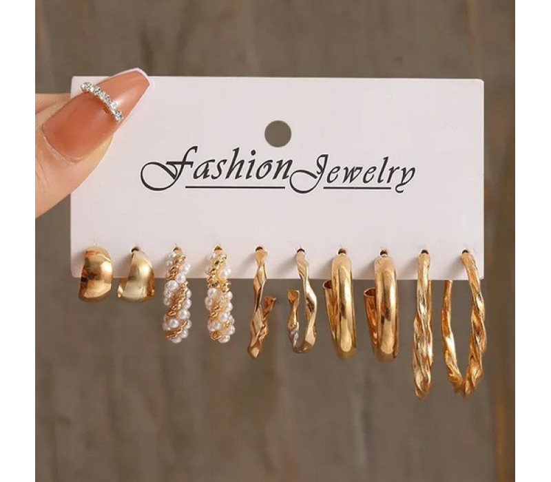 Набор сережек колец Fashion Jewelry  золотого цвета