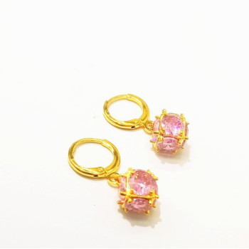 Серьги "Розовый куб", 2*1,4см