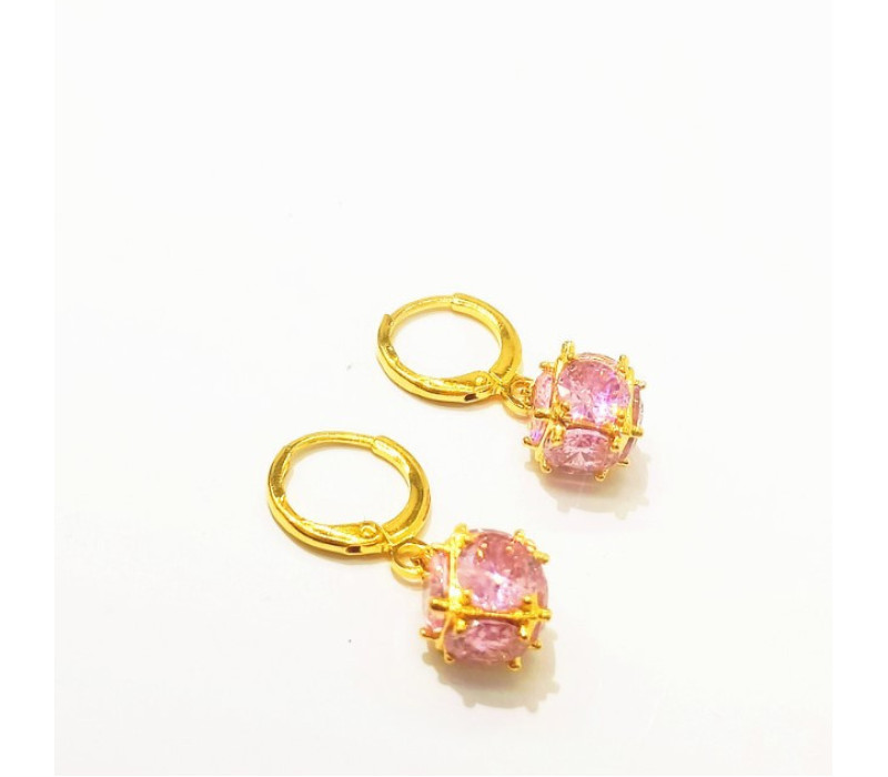 Серьги "Розовый куб", 2*1,4см