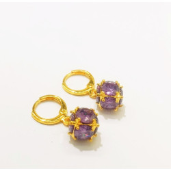 Серьги "Фиолетовый куб", 2*1,4см