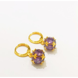 Серьги "Фиолетовый куб", 2*1,4см