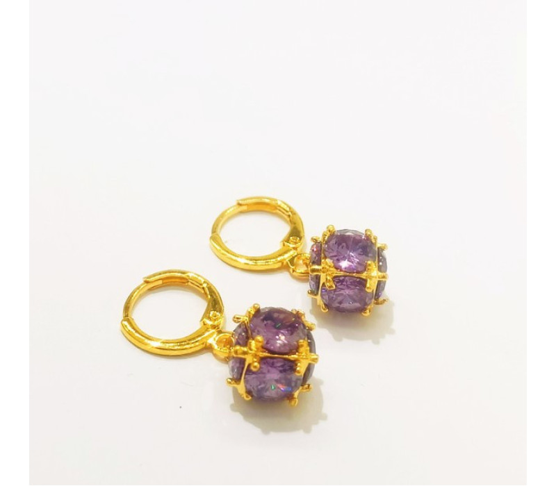 Серьги "Фиолетовый куб", 2*1,4см