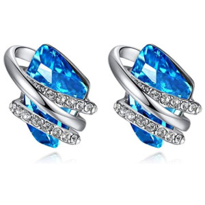 Серьги-гвоздики Голубой камень, 1,3*1,2см