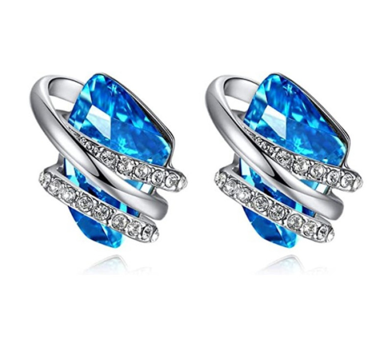 Серьги-гвоздики Голубой камень, 1,3*1,2см
