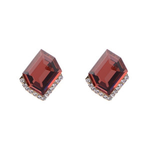 Серьги-гвоздики Красный камень, 2*1,7см