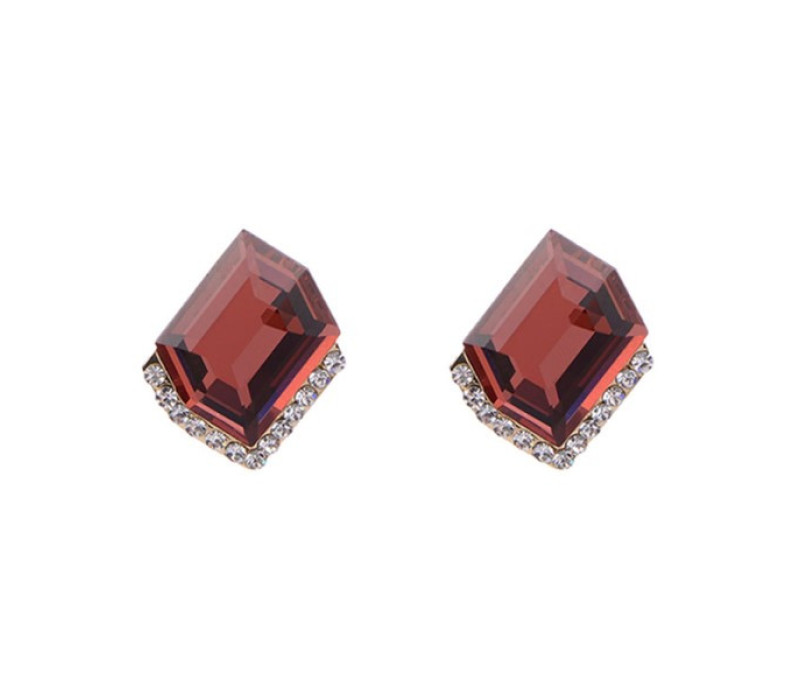 Серьги-гвоздики Красный камень, 2*1,7см
