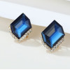 Серьги-гвоздики Синий камень, 2*1,7см