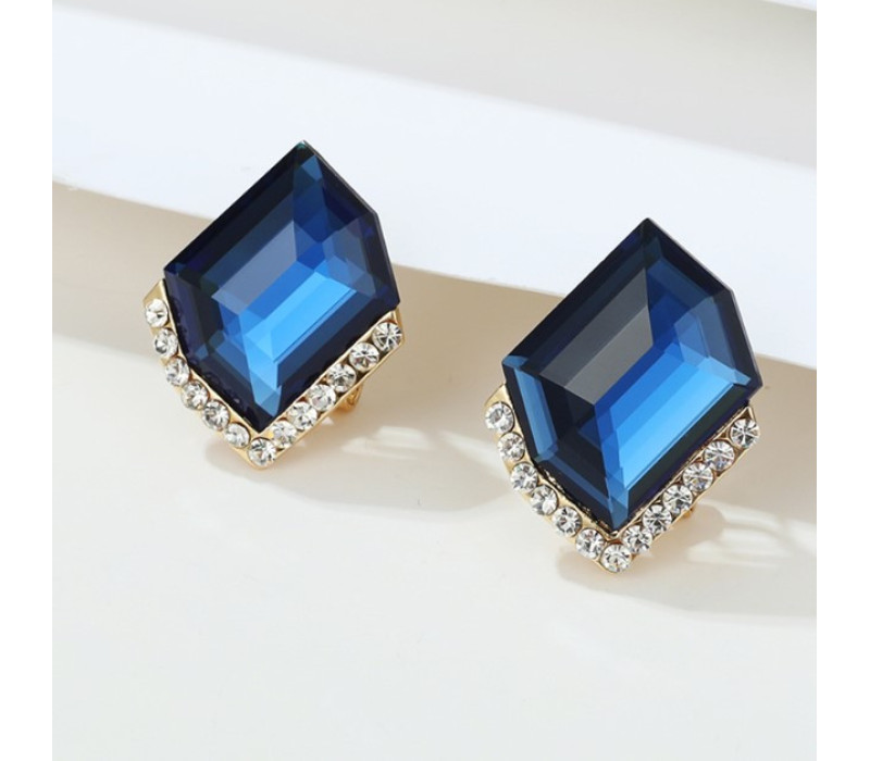 Серьги-гвоздики Синий камень, 2*1,7см