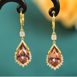 Серьги-подвески Фиолетовый камень, 3*1,7см