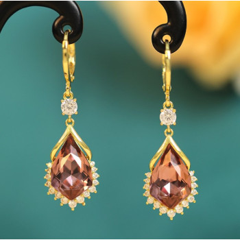Серьги-подвески Фиолетовый камень, 3*1,7см