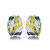 Серьги красочная красота с эмалью и мелкими камнями , 1,8*1,2см