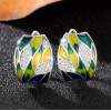 Серьги красочная красота с эмалью и мелкими камнями , 1,8*1,2см