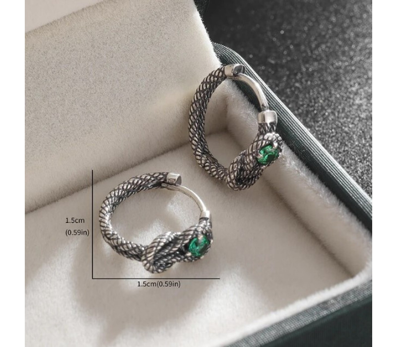 Серьги Узелок с темно-зеленым камнем, 1.5*1.5см