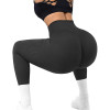 Леггинсы женские спортивные True-Fit в рубчик с высокой талией и пушап эффектом, цвет чёрный, размер M