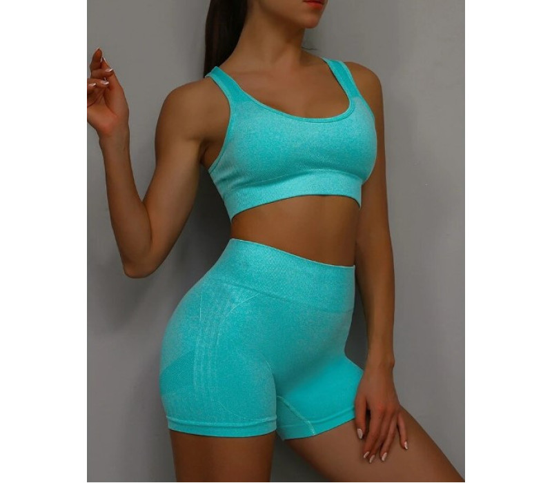 Спортивный костюм для йоги, фитнеса, тренировок, размер L-XL , цвет бирюзовый