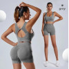 Спортивный костюм для йоги, фитнеса, тренировок, размер L-XL , цвет серый