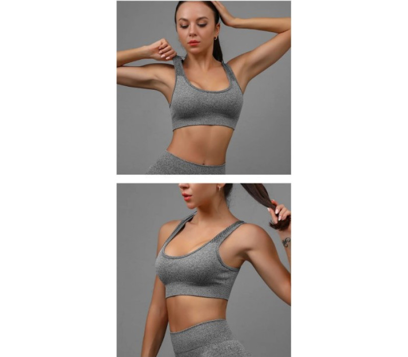Спортивный костюм для йоги, фитнеса, тренировок, размер L-XL , цвет серый