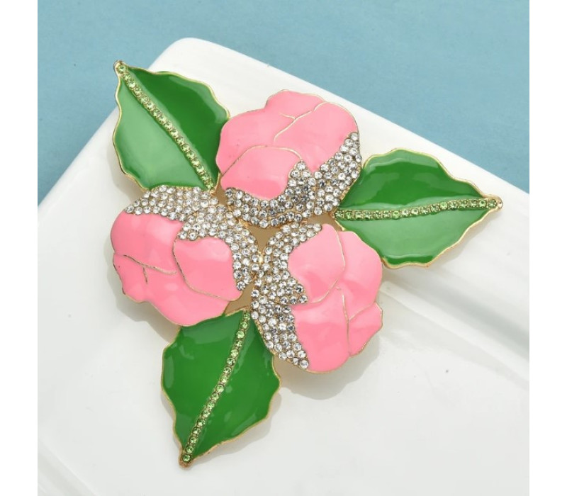 Брендовая брошь Pretty Pink Flowers, Wuli&baby 7.9*7.9 см
