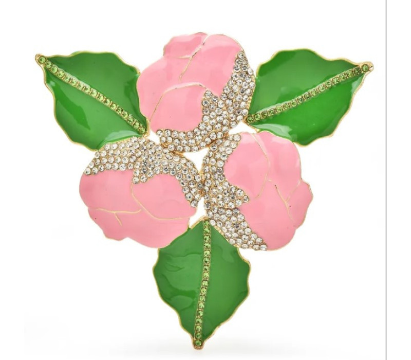Брендовая брошь Pretty Pink Flowers, Wuli&baby 7.9*7.9 см