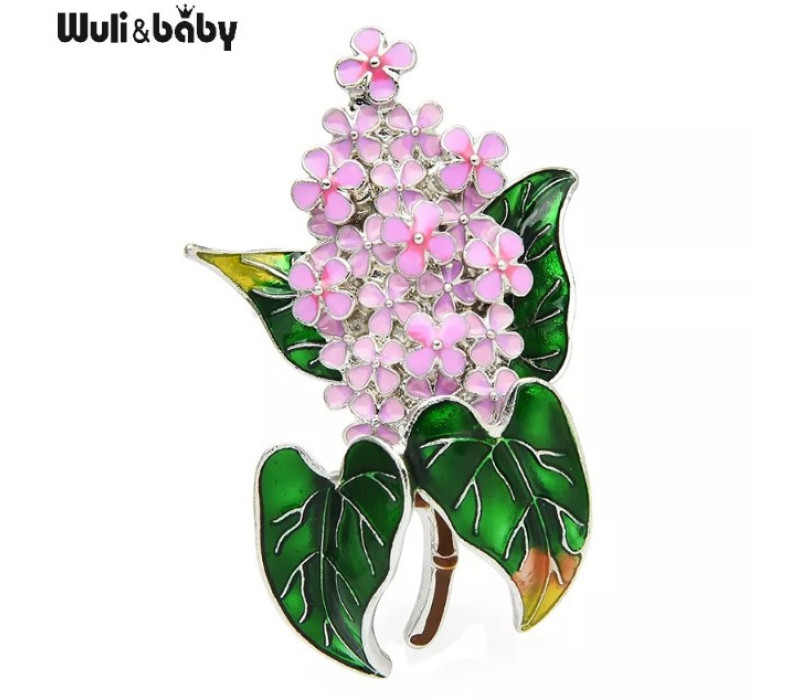 Брендовая брошь ветка сирени, Wuli&baby 3.3*5.3см