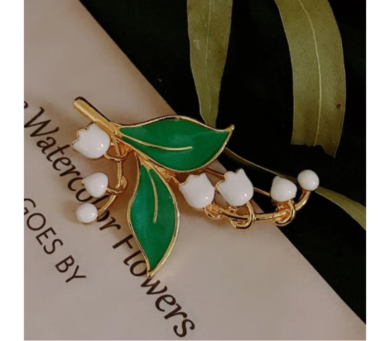 Брендовая брошь конвалия белая, Wuli&baby 3.5*5.2см