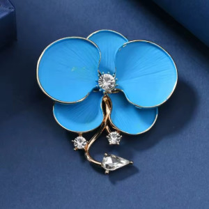 Брендовая брошь Голубая орхидея, 5.6*5.4 см