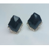 Серьги-гвоздики Черный камень, 2*1,7см