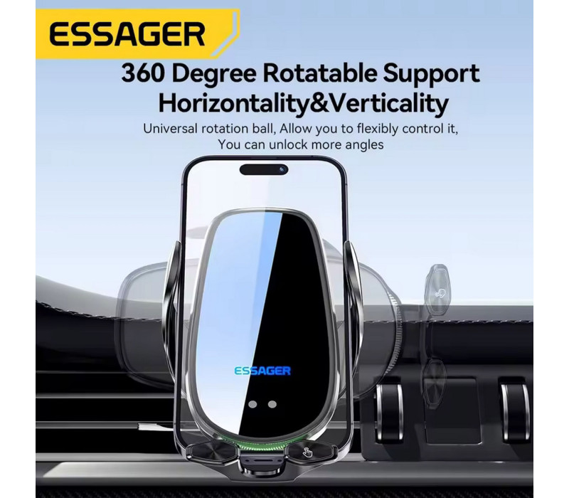 Автомобильный держатель для телефона ESSAGER Inspiration Series 15W Smart Stand с беспроводной зарядкой