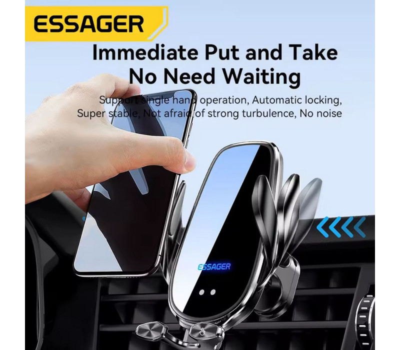 Автомобильный держатель для телефона ESSAGER Inspiration Series 15W Smart Stand с беспроводной зарядкой