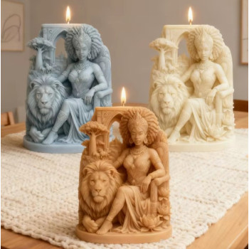 Свеча " Африканская королева и лев", 9*6,6 см.