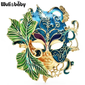 Брендовая брошь Маска, Wuli&baby 7.5*6.9 см