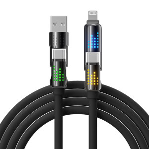 Универсальный кабель для быстрой зарядки 240W 4-в-1: Type-C to Type-C, Type-C to Lightning, Lightning to USB-A 1.2м black