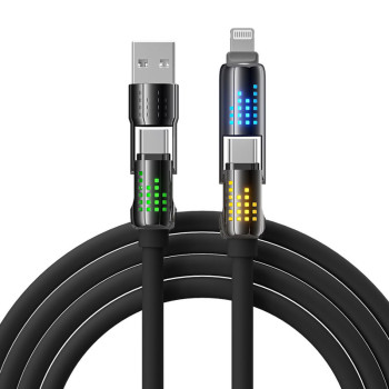 Универсальный кабель для быстрой зарядки 240W 4-в-1: Type-C to Type-C, Type-C to Lightning, Lightning to USB-A 1.2м black