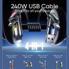 Универсальный кабель для быстрой зарядки 240W 4-в-1: Type-C to Type-C, Type-C to Lightning, Lightning to USB-A 1.2м black