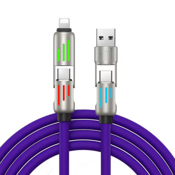 Универсальный кабель для быстрой зарядки 240W 4-в-1: Type-C to Type-C, Type-C to Lightning, Lightning to USB-A 1.2м