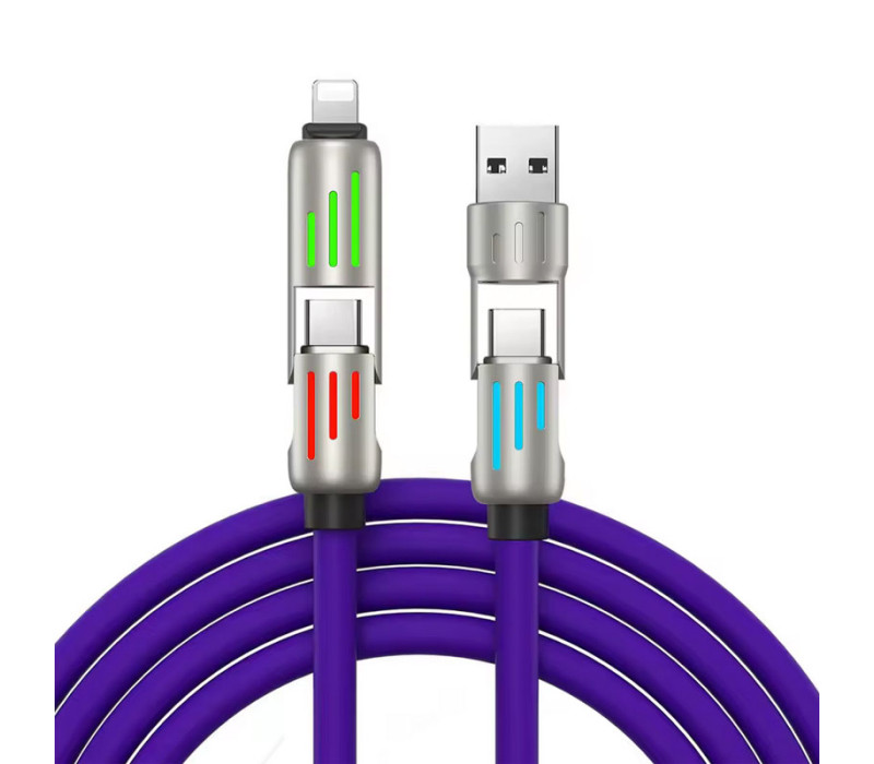 Универсальный кабель для быстрой зарядки 240W 4-в-1: Type-C to Type-C, Type-C to Lightning, Lightning to USB-A 1.2м