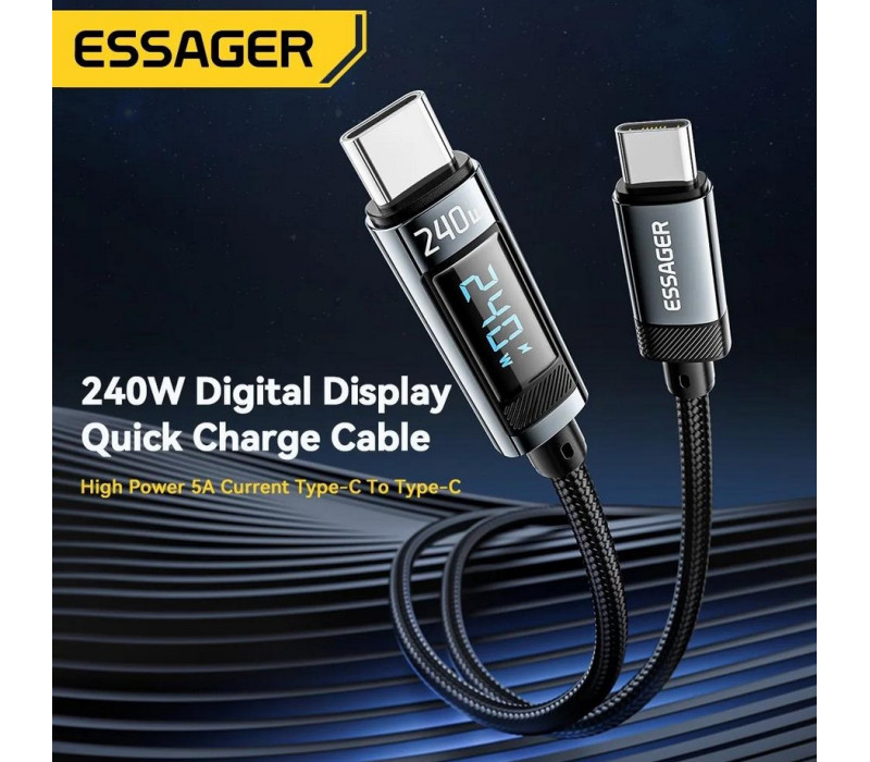 Кабель Essager USB Type-C - USB Type-C 240W/5A PD 3.1 1м