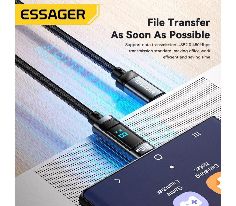 Кабель Essager USB Type-C - USB Type-C 240W/5A PD 3.1 1м